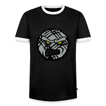 Petanque Gesicht Cartoon Feroce - Männer Kontrast-T-Shirt - Schwarz/Weiß - Vorne - AI Model Female 172 light (172cm) & AI Model Male 178 light (178cm)