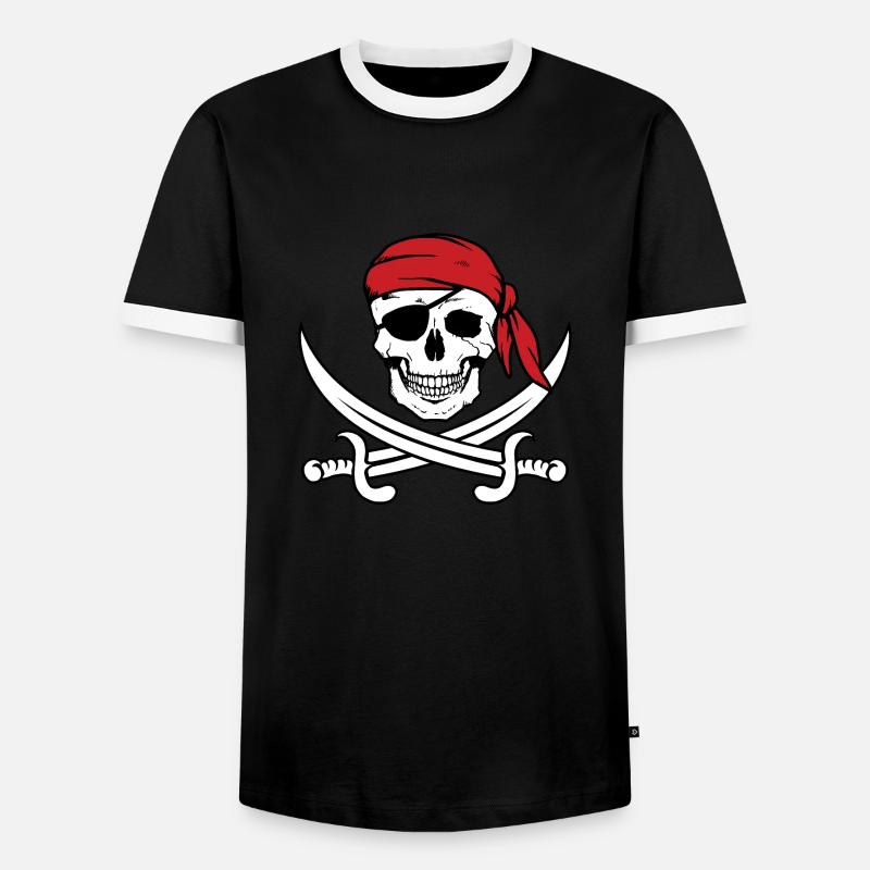 Pirate Pirate Head Eye Patch - Men's Ringer Shirt - black/white