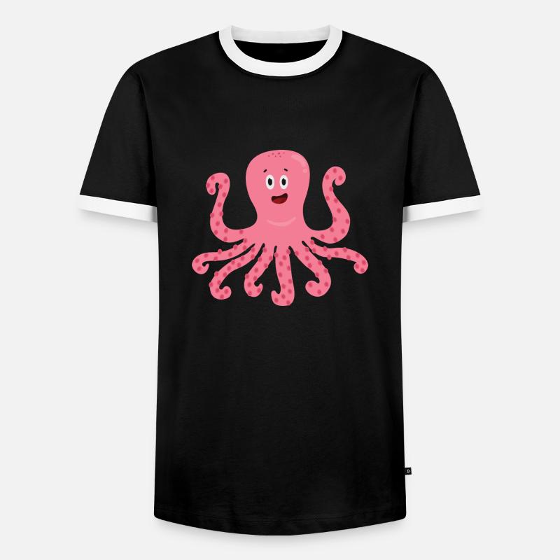 Octopus - Men's Ringer Shirt - black/white