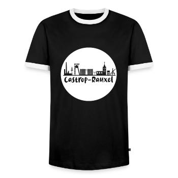 castrop-rauxel, skyline, cercle, coupe aux ciseaux, blanc - T-shirt contrasté Homme - noir/blanc - Devant - AI Model Female 172 light (172cm) & AI Model Male 178 light (178cm)