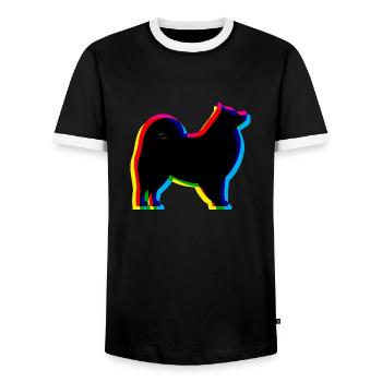 CMYK Samoyed - Men's Ringer Shirt - black/white - Front - AI Model Female 172 light (172cm) & AI Model Male 178 light (178cm)