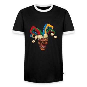 Skull Fasnet Carnaval Carnaval - T-shirt contrasté Homme - noir/blanc - Devant - AI Model Female 172 light (172cm) & AI Model Male 178 light (178cm)