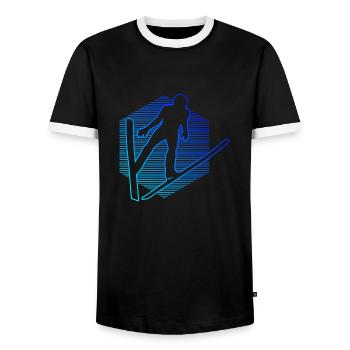 Saut à ski Saut à ski Sauteurs à ski Hommes Femmes - T-shirt contrasté Homme - noir/blanc - Devant - AI Model Female 172 light (172cm) & AI Model Male 178 light (178cm)