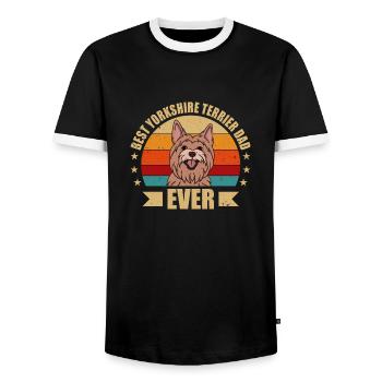 BEST YORKSHIRE TERRIER Papa - Men's Ringer Shirt - black/white - Front - AI Model Female 172 light (172cm) & AI Model Male 178 light (178cm)