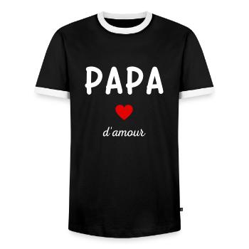 papa d'amour idée cadeau - T-shirt contrasté Homme - noir/blanc - Devant - AI Model Female 172 light (172cm) & AI Model Male 178 light (178cm)
