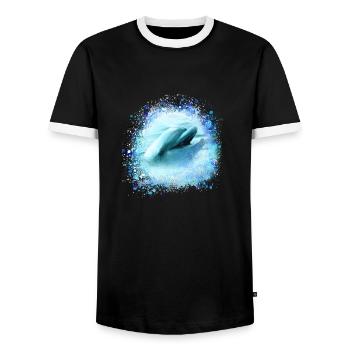 dolphin, graffiti, painting,blue,fish, dolphins,sea - Men's Ringer Shirt - black/white - Front - AI Model Female 172 light (172cm) & AI Model Male 178 light (178cm)