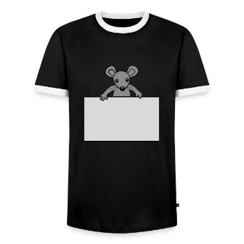 Mouse with shield - Men's Ringer Shirt - black/white - Front - AI Model Female 172 light (172cm) & AI Model Male 178 light (178cm)