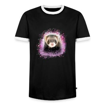 ferrets,pink,graffiti,iltis - Men's Ringer Shirt - black/white - Front - AI Model Female 172 light (172cm) & AI Model Male 178 light (178cm)