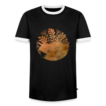 Lis - Fox - Men's Ringer Shirt - black/white - Front - AI Model Female 172 light (172cm) & AI Model Male 178 light (178cm)