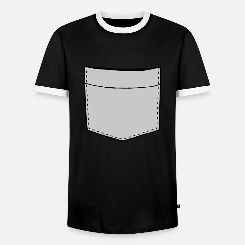 Brusttasche leer Design - Männer Kontrast-T-Shirt - Schwarz/Weiß