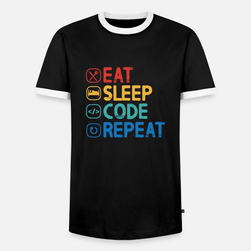 Eat Sleep Code Repeat - Männer Kontrast-T-Shirt - Schwarz/Weiß