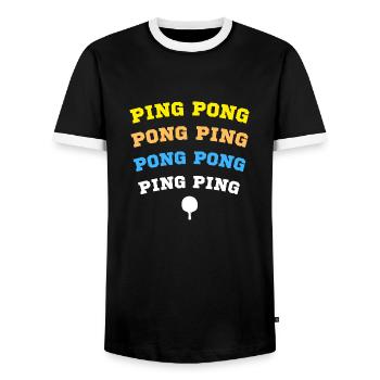 PING PONG HUMOUR PONG PING PONG PONG PING PING - T-shirt contrasté Homme - noir/blanc - Devant - AI Model Female 172 light (172cm) & AI Model Male 178 light (178cm)