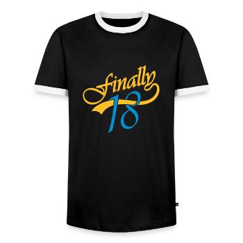 Texte Enfin 18 - T-shirt contrasté Homme - noir/blanc - Devant - AI Model Female 172 light (172cm) & AI Model Male 178 light (178cm)