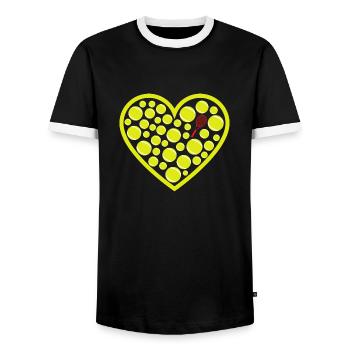 Ball Heart Tennis und Schläger - Männer Kontrast-T-Shirt - Schwarz/Weiß - Vorne - AI Model Female 172 light (172cm) & AI Model Male 178 light (178cm)