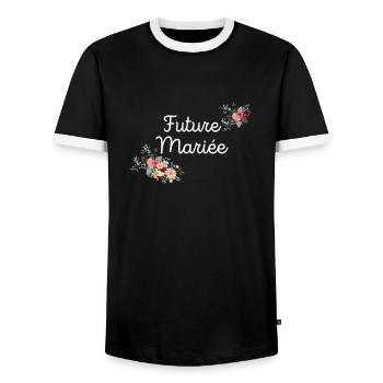 Future Mariée evjf t-shirt assorti - T-shirt contrasté Homme - noir/blanc - Devant - AI Model Female 172 light (172cm) & AI Model Male 178 light (178cm)