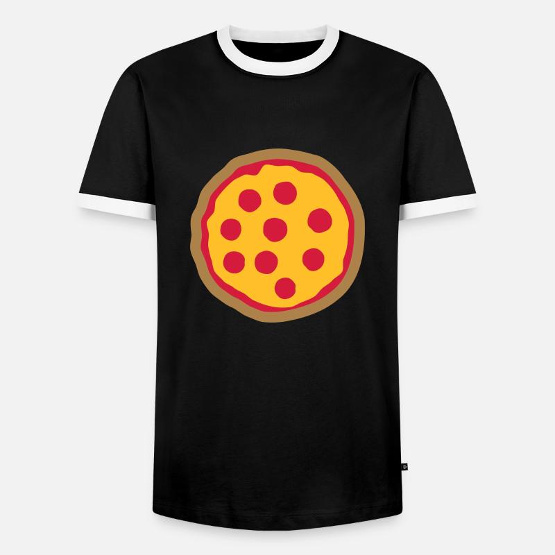 Runde leckere Pizza - Männer Kontrast-T-Shirt - Schwarz/Weiß