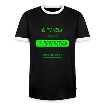 Si tu veux frôler la perfection... version flashy - T-shirt contrasté Homme - noir/blanc - Devant - AI Model Female 172 light (172cm) & AI Model Male 178 light (178cm)