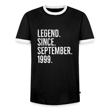 Légende depuis septembre 1999 - T-shirt contrasté Homme - noir/blanc - Devant - AI Model Female 172 light (172cm) & AI Model Male 178 light (178cm)