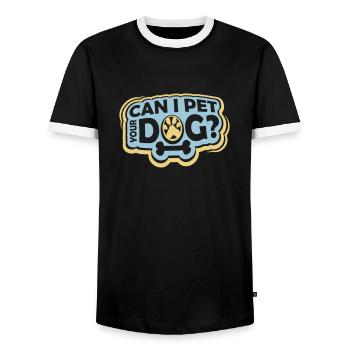 Caressez votre chien en disant - T-shirt contrasté Homme - noir/blanc - Devant - AI Model Female 172 light (172cm) & AI Model Male 178 light (178cm)
