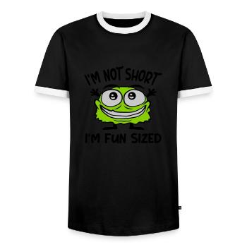 Not short fun sized - Men's Ringer Shirt - black/white - Front - AI Model Female 172 light (172cm) & AI Model Male 178 light (178cm)