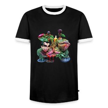 Plante carnivore - T-shirt contrasté Homme - noir/blanc - Devant - AI Model Female 172 light (172cm) & AI Model Male 178 light (178cm)