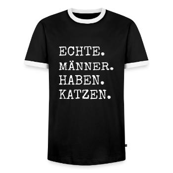 raubkatze geburtstag falbkatze cool zitat - Männer Kontrast-T-Shirt - Schwarz/Weiß - Vorne - AI Model Female 172 light (172cm) & AI Model Male 178 light (178cm)