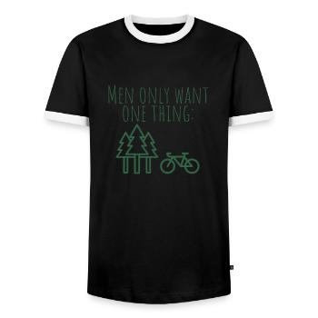 MowoT Fahhrad am Wald - Men's Ringer Shirt - black/white - Front - AI Model Female 172 light (172cm) & AI Model Male 178 light (178cm)