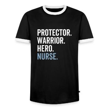 Protector Krieger Held Krankenschwester - Männer Kontrast-T-Shirt - Schwarz/Weiß - Vorne - AI Model Female 172 light (172cm) & AI Model Male 178 light (178cm)