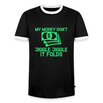 Mon argent ne bouge pas Jiggle It Folds - T-shirt contrasté Homme - noir/blanc - Devant - AI Model Female 172 light (172cm) & AI Model Male 178 light (178cm)