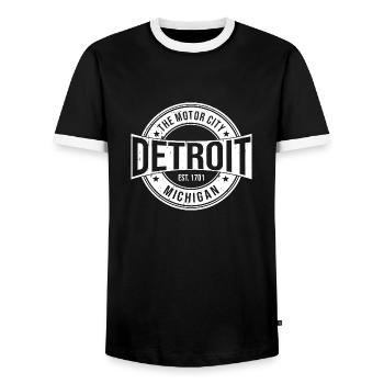 Detroit - T-shirt contrasté Homme - noir/blanc - Devant - AI Model Female 172 light (172cm) & AI Model Male 178 light (178cm)