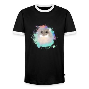 dwarf hamster,hamster,colorful,graffiti,painting,mint - Men's Ringer Shirt - black/white - Front - AI Model Female 172 light (172cm) & AI Model Male 178 light (178cm)