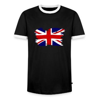 Union Jack Britische Flagge mit Grunge - Männer Kontrast-T-Shirt - Schwarz/Weiß - Vorne - AI Model Female 172 light (172cm) & AI Model Male 178 light (178cm)