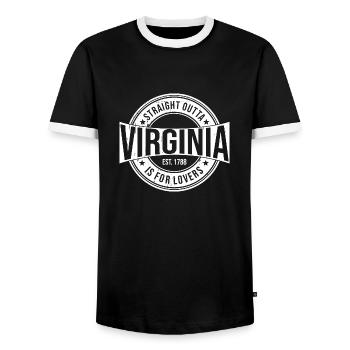 Virginia - Men's Ringer Shirt - black/white - Front - AI Model Female 172 light (172cm) & AI Model Male 178 light (178cm)