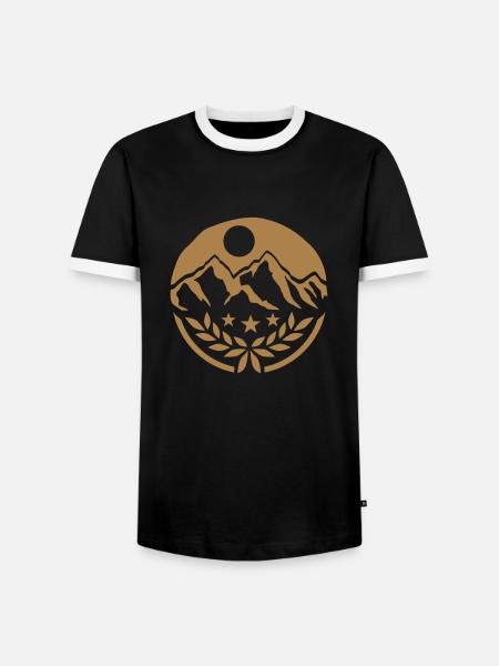 Mountains Round Stamp Mountains - Men's Ringer Shirt - black/white