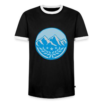 Laurel wreath mountains landscape around - Men's Ringer Shirt - black/white - Front - AI Model Female 172 light (172cm) & AI Model Male 178 light (178cm)