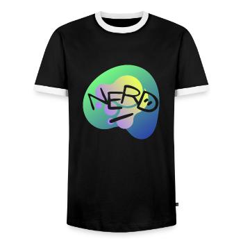 NERD - Männer Kontrast-T-Shirt - Schwarz/Weiß - Vorne - AI Model Female 172 light (172cm) & AI Model Male 178 light (178cm)