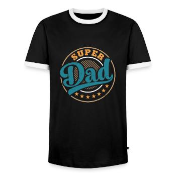 Papa super dad Vatertag - Männer Kontrast-T-Shirt - Schwarz/Weiß - Vorne - AI Model Female 172 light (172cm) & AI Model Male 178 light (178cm)
