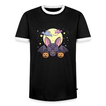 Mignon kawaii pastel goth chauve-souris halloween citrouilles amusant - T-shirt contrasté Homme - noir/blanc - Devant - AI Model Female 172 light (172cm) & AI Model Male 178 light (178cm)
