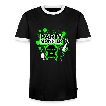 Party monster dark green - Men's Ringer Shirt - black/white - Front - AI Model Female 172 light (172cm) & AI Model Male 178 light (178cm)
