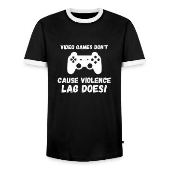 Les jeux vidéo ne causent pas de violence Le décalage fait drôle - T-shirt contrasté Homme - noir/blanc - Devant - AI Model Female 172 light (172cm) & AI Model Male 178 light (178cm)