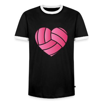 volleyball pink heart ball Design for a volleyball - Männer Kontrast-T-Shirt - Schwarz/Weiß - Vorne - AI Model Female 172 light (172cm) & AI Model Male 178 light (178cm)