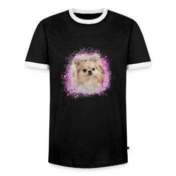 Chihuahua, ,chien,rose,peinture,coloré,graffiti - T-shirt contrasté Homme - noir/blanc - Devant - AI Model Female 172 light (172cm) & AI Model Male 178 light (178cm)