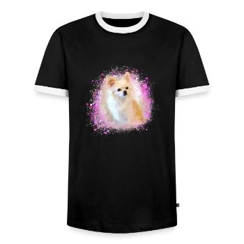 Chihuahua, ,chien,rose,peinture,coloré,graffiti - T-shirt contrasté Homme - noir/blanc - Devant - AI Model Female 172 light (172cm) & AI Model Male 178 light (178cm)