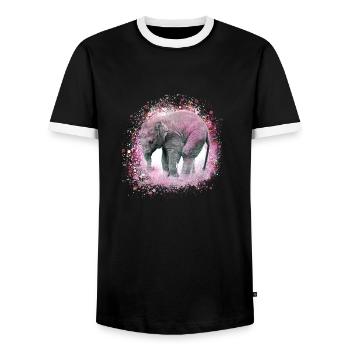 babyelefant,elefant,graffiti,rosa,malerei - Männer Kontrast-T-Shirt - Schwarz/Weiß - Vorne - AI Model Female 172 light (172cm) & AI Model Male 178 light (178cm)