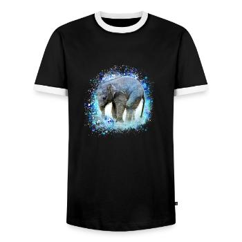 babyelefant,elefant,graffiti,blau,malerei - Männer Kontrast-T-Shirt - Schwarz/Weiß - Vorne - AI Model Female 172 light (172cm) & AI Model Male 178 light (178cm)