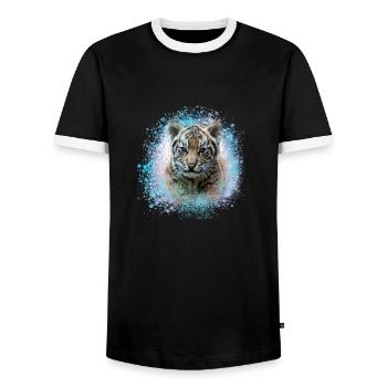 tigerbaby,tiger,blau,graffiti,malerei - Männer Kontrast-T-Shirt - Schwarz/Weiß - Vorne - AI Model Female 172 light (172cm) & AI Model Male 178 light (178cm)