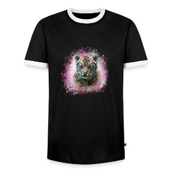 tigerbaby,tiger,rosa,graffiti,malerei - Männer Kontrast-T-Shirt - Schwarz/Weiß - Vorne - AI Model Female 172 light (172cm) & AI Model Male 178 light (178cm)