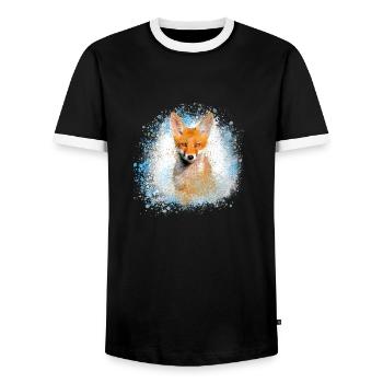 fox,graffiti,painting,fox,watercolor,baby fox - Men's Ringer Shirt - black/white - Front - AI Model Female 172 light (172cm) & AI Model Male 178 light (178cm)