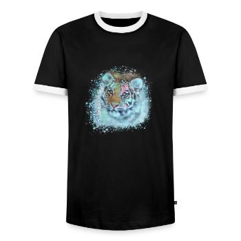 tigerbaby,tiger,blau,graffiti,malerei - Männer Kontrast-T-Shirt - Schwarz/Weiß - Vorne - AI Model Female 172 light (172cm) & AI Model Male 178 light (178cm)