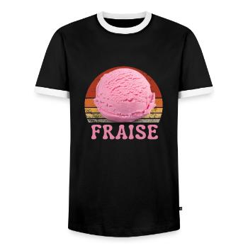 Glace à la fraise Vintage Sunset - T-shirt contrasté Homme - noir/blanc - Devant - AI Model Female 172 light (172cm) & AI Model Male 178 light (178cm)